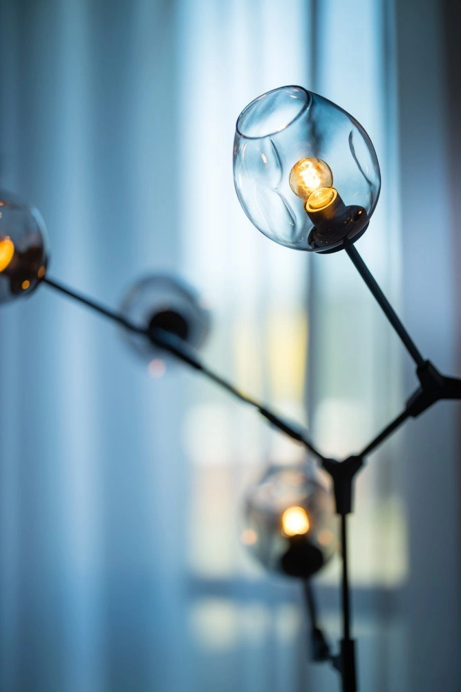 Lampadaire Lime 5 lumières noir avec verre fumé ETH 8720195300748