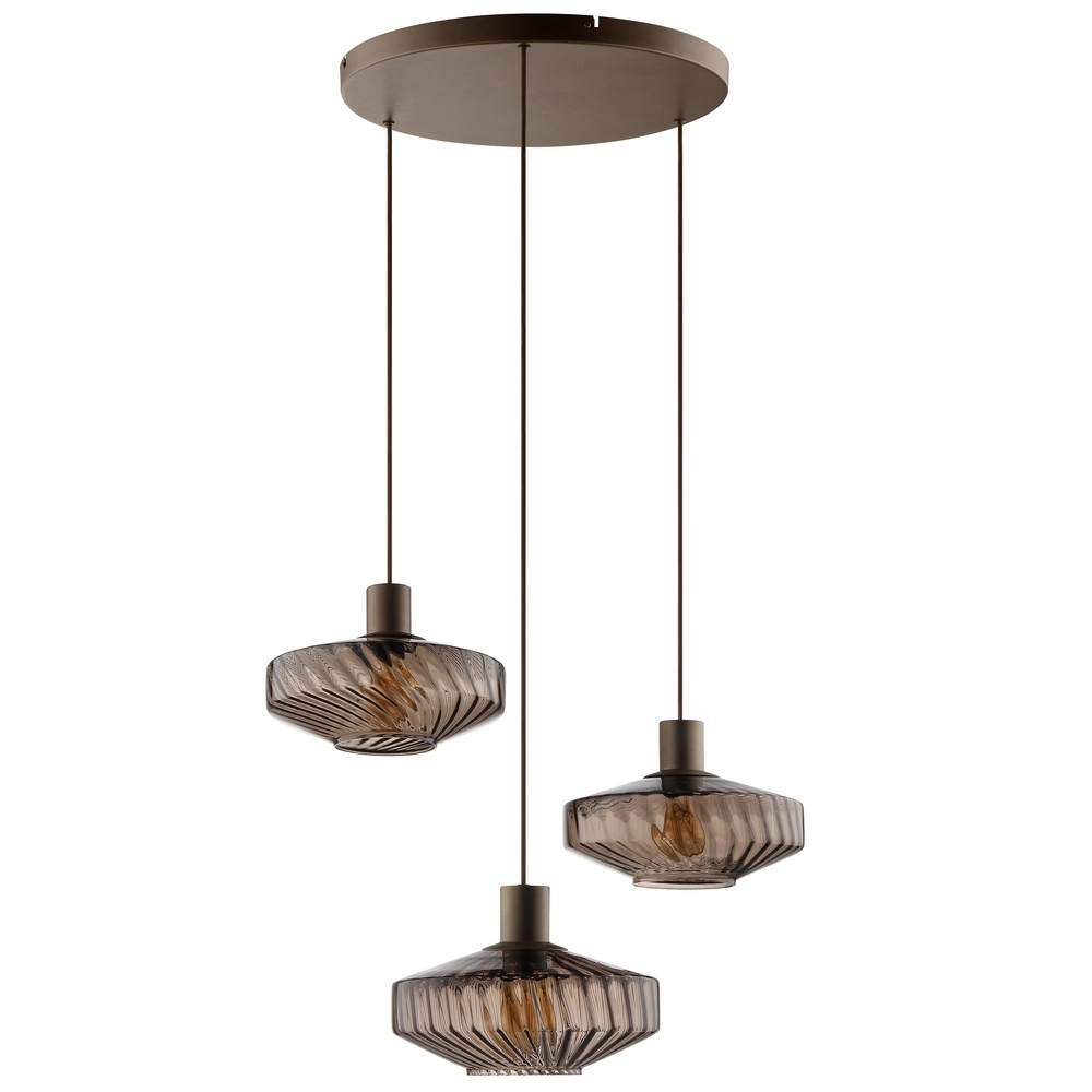 Lampe pendante unique Lyn Café brun 3 lumières Brilliant 4004353477003