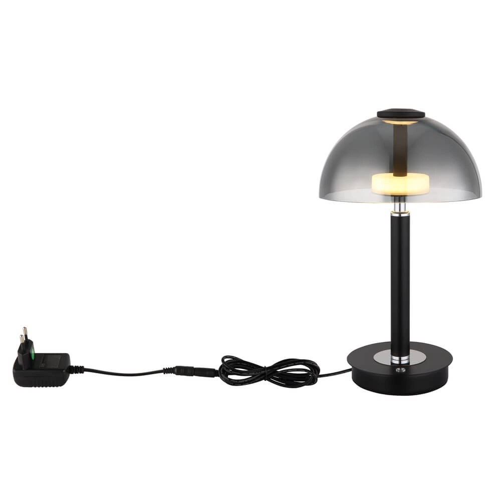 Lampe de table Uldin noir avec verre fumé Globo 9007371468720