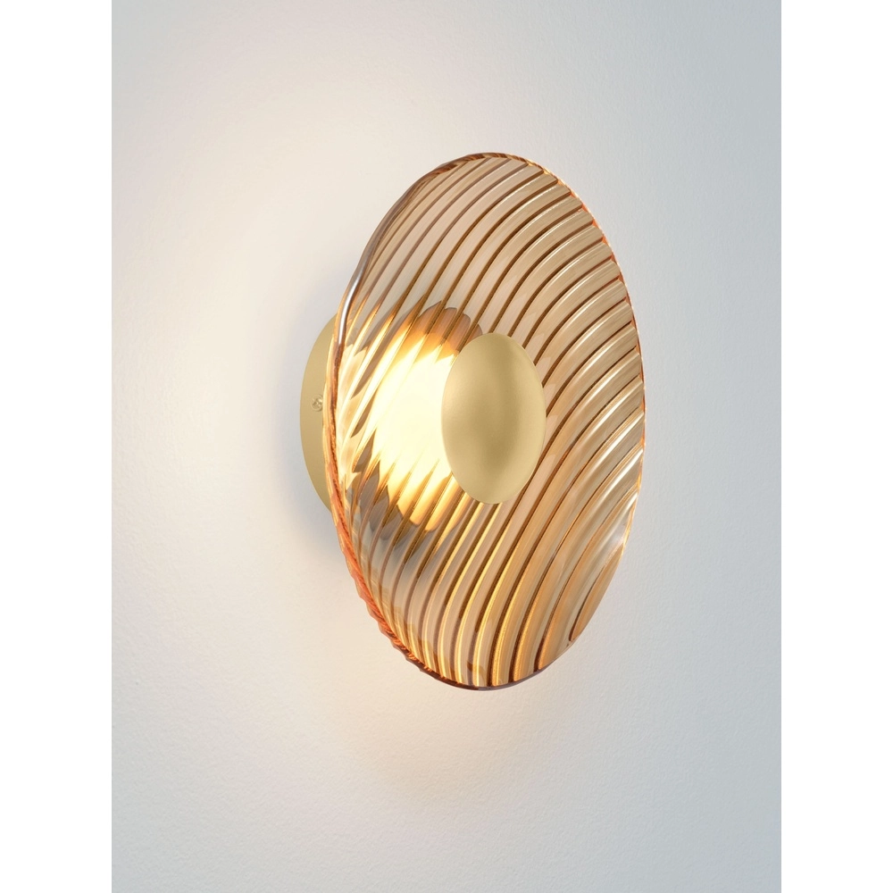 Lampe murale Lavina or avec verre ambré Ø 25cm