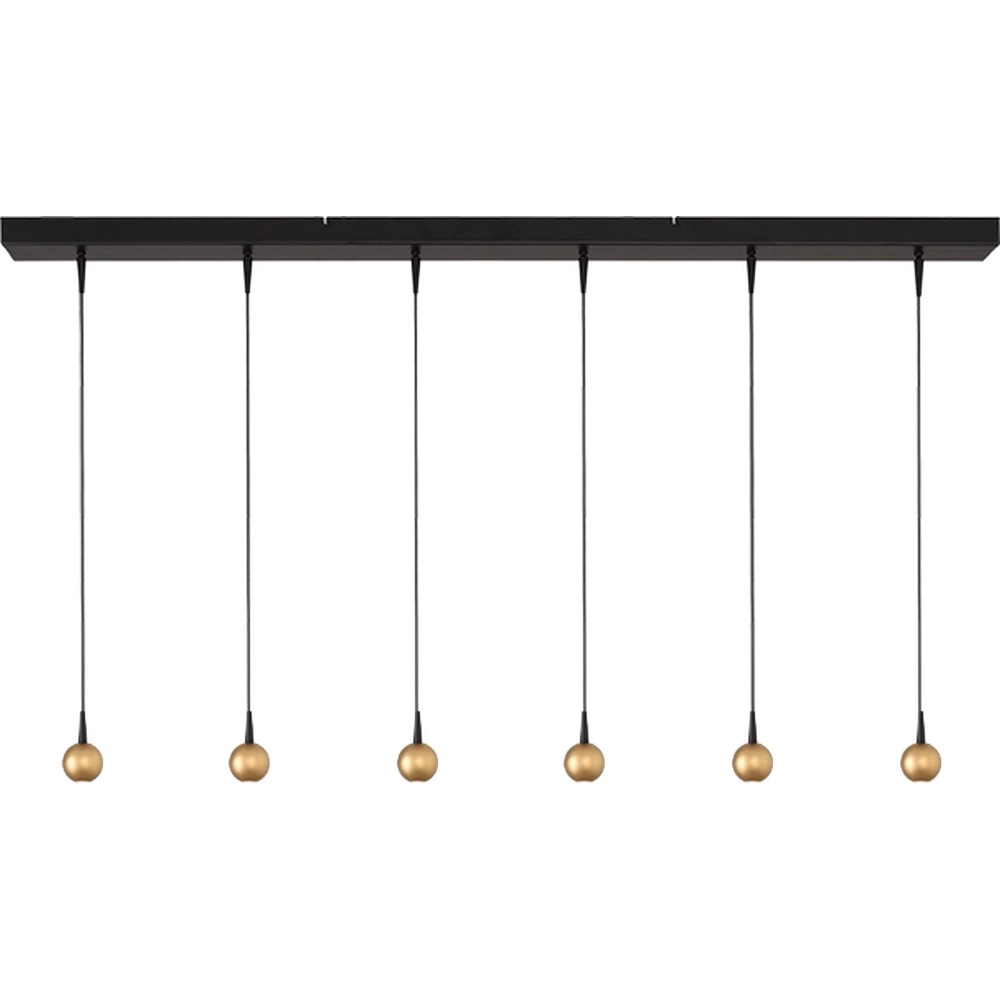 Lampe suspendue à 6 lampes Talana noir avec or Ø 6cm DTW