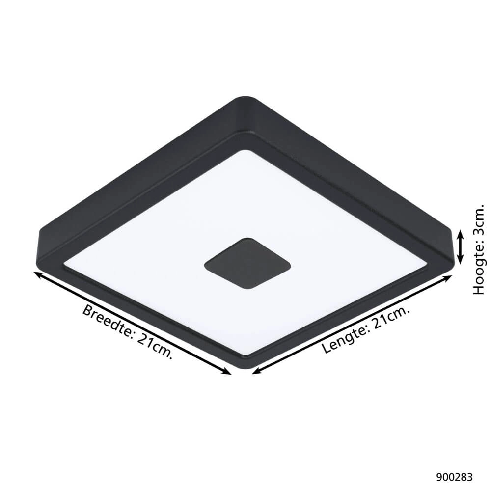 Plafonnier carré Iphias 2 IP44 noir Eglo 9008606232611