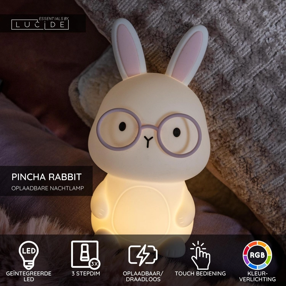 Veilleuse de la chambre des enfants Pincha Rabbit Bunny Lucide 5411212541376