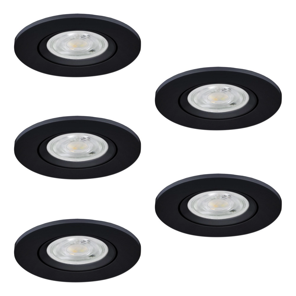 Lot de 5 spots encastrés Barranco noir Ø 9cm - CCT en 3 étapes Eglo 9008606359462
