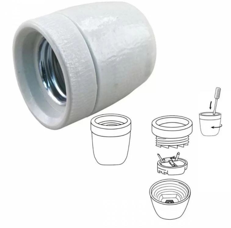 Support de lampe E27 - 10mm - Base porcelaine Support de lampe E27 - 10mm - Base porcelaine