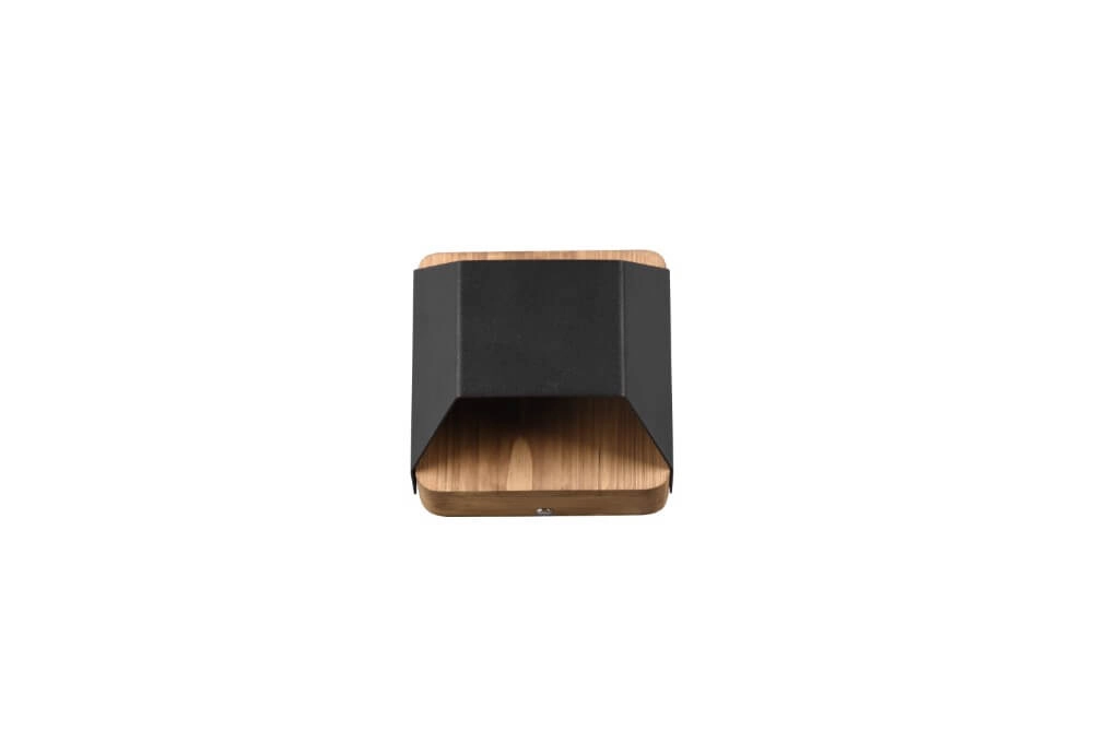 Applique Arino 12cm noir avec bois marron Trio 4017807502756