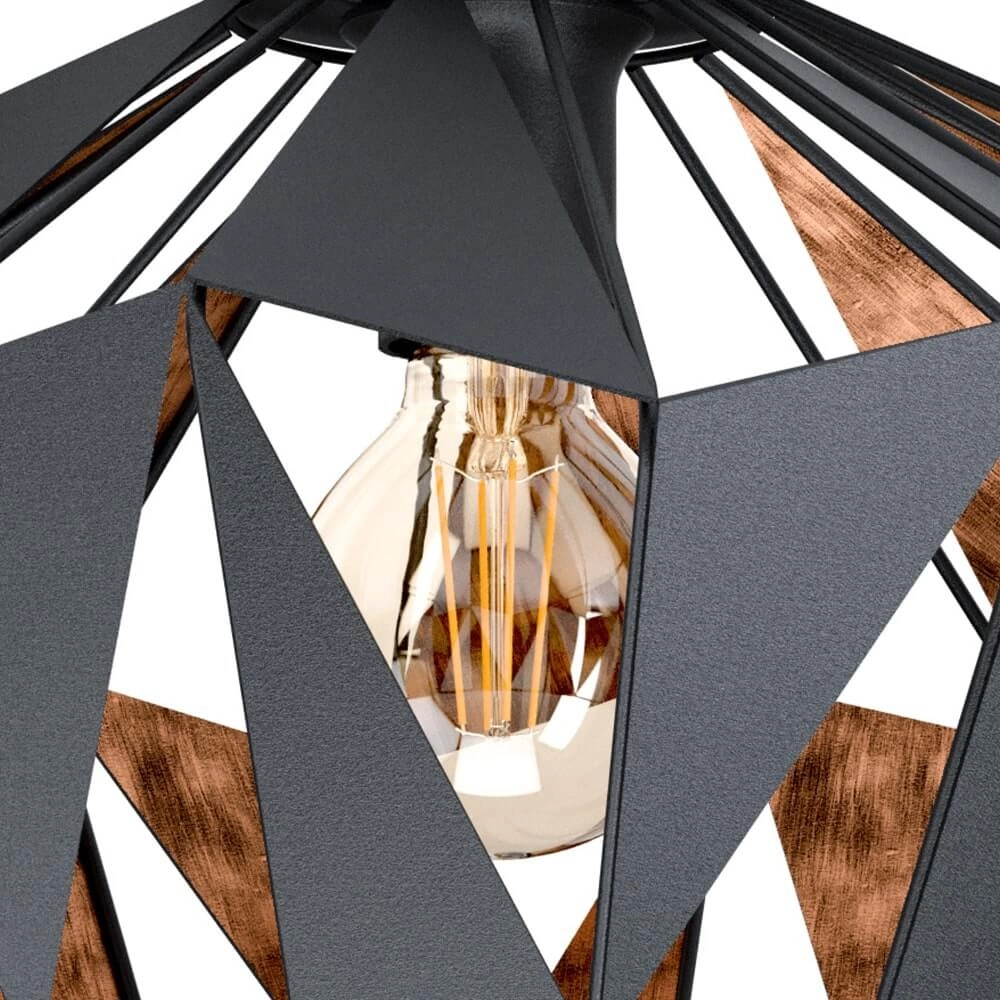 Plafonnier Carlton 6 noir/cuivre Ø 47cm Eglo 9002759433994