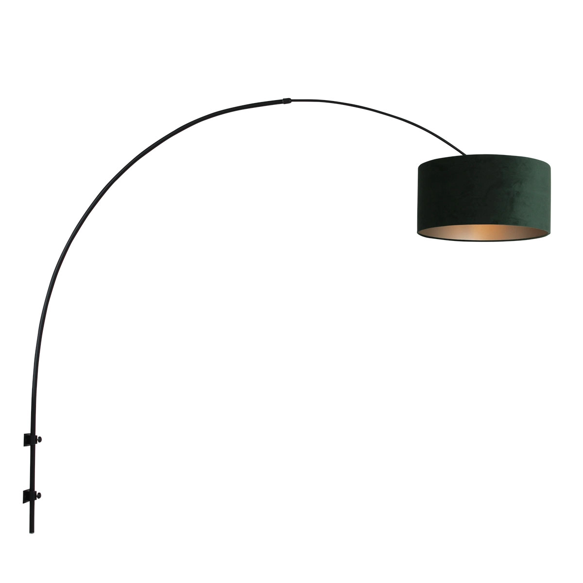 Lampe à arc murale Sparkled noir avec nuance de velours vert
