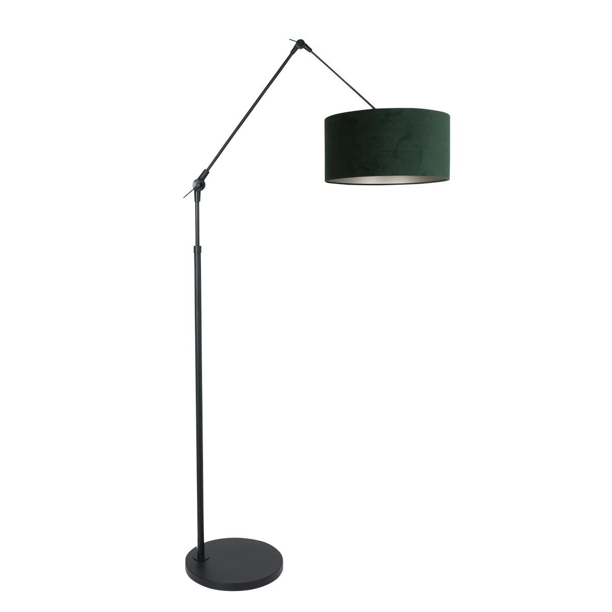 Lampe de lecture au sol Prestige Chic noir avec abat-jour en velours vert de 40 cm Lampe de lecture au sol Prestige Chic noir avec abat-jour en velours vert de 40 cm