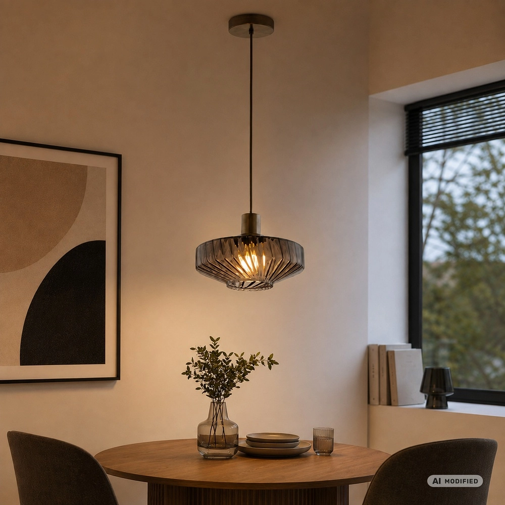 Lampe pendante unique Lyn brun café Ø 28cm Brilliant 4004353476990