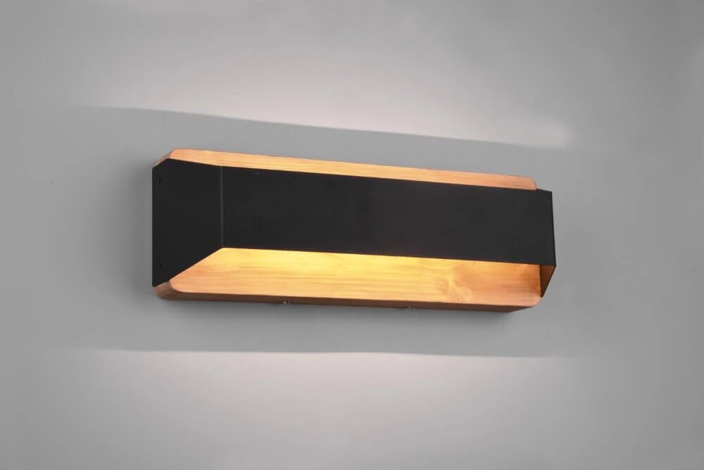 Applique Arino 35cm noir avec bois marron Trio 4017807502787