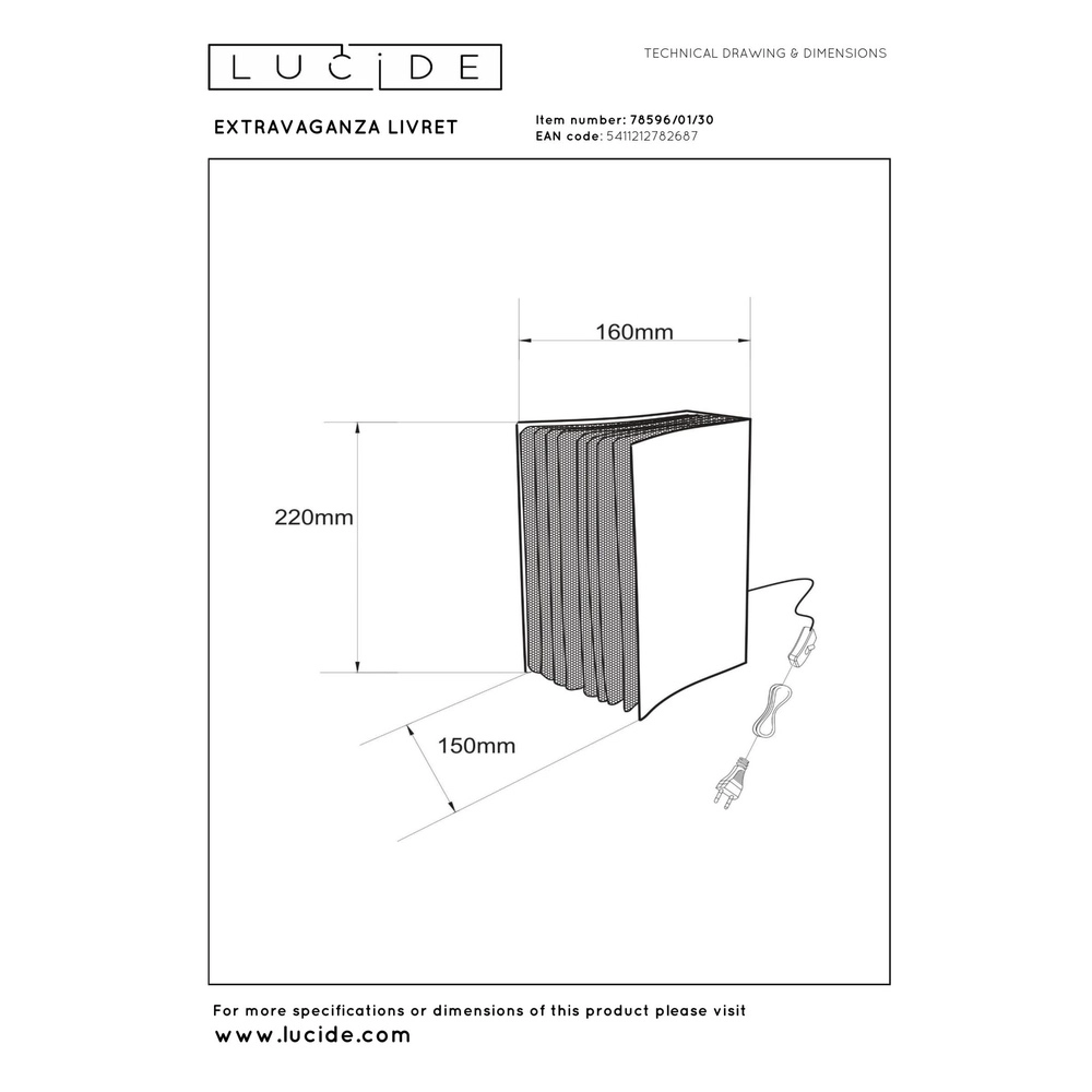 Lampe de table Extravaganza Livret Conception du livre Lucide 5411212782687