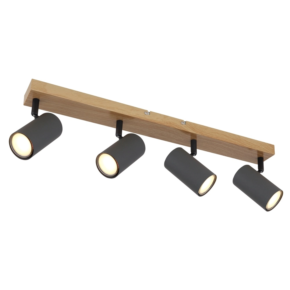 Lampe de plafond à 4 lumières Robby bois