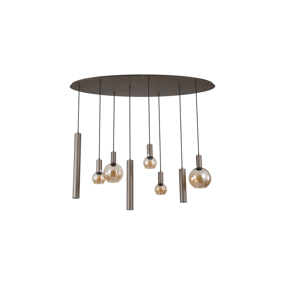 Suspension design Lyon Verre ambré Searchlight 5053423296371