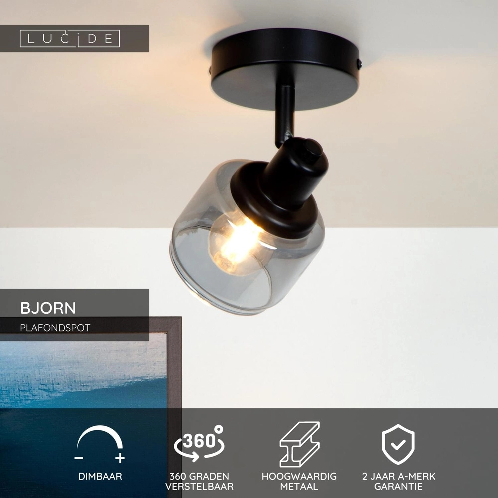Lampe de plafond Bjorn Noir simple Lucide 5411212771216