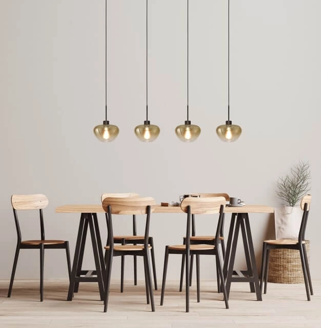 Suspension 4 lumières Genua noir avec verre doré Ø 24cm Masterlight 8718121356969