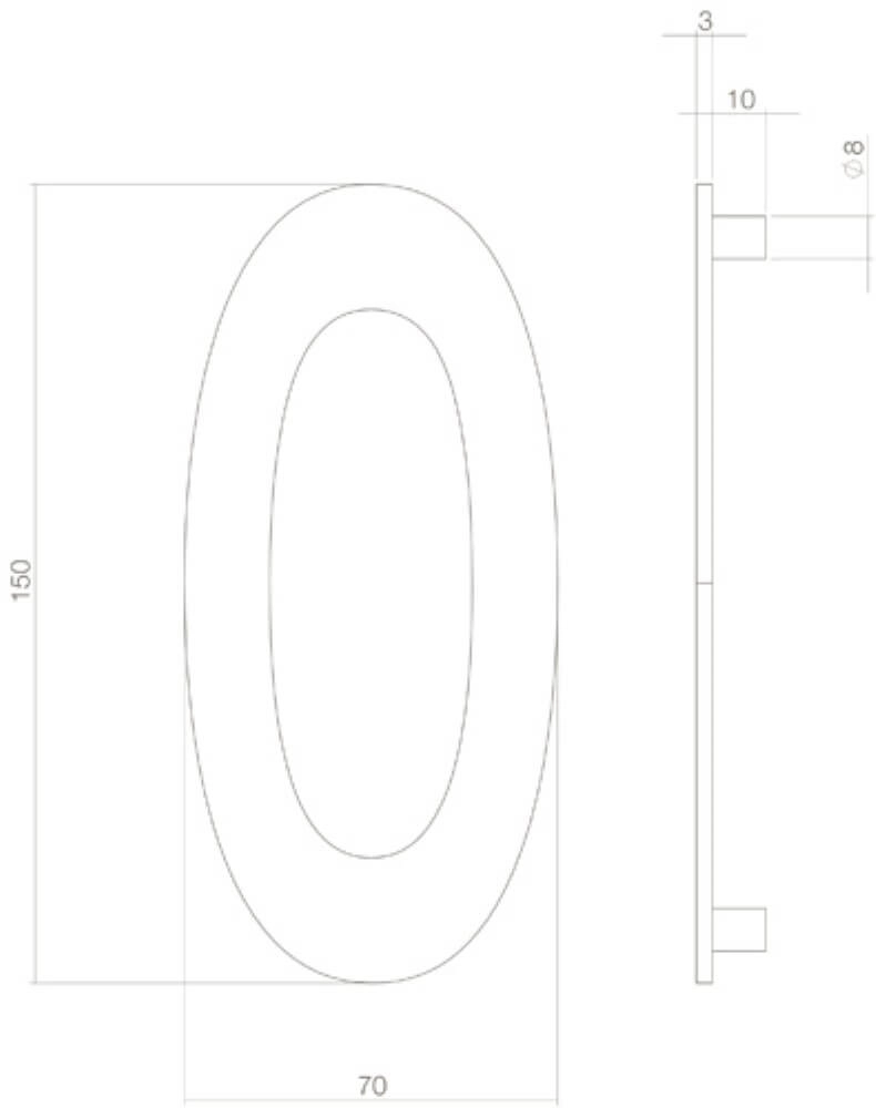Maison numéro 0 Numbra 15cm laiton Intersteel 8714186697177