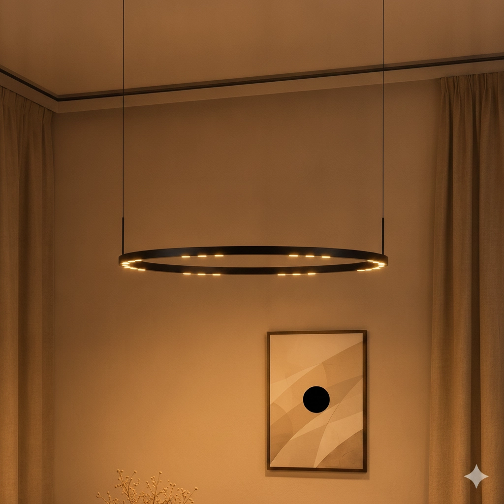 Suspension élégante Lunette noir Ø 80cm