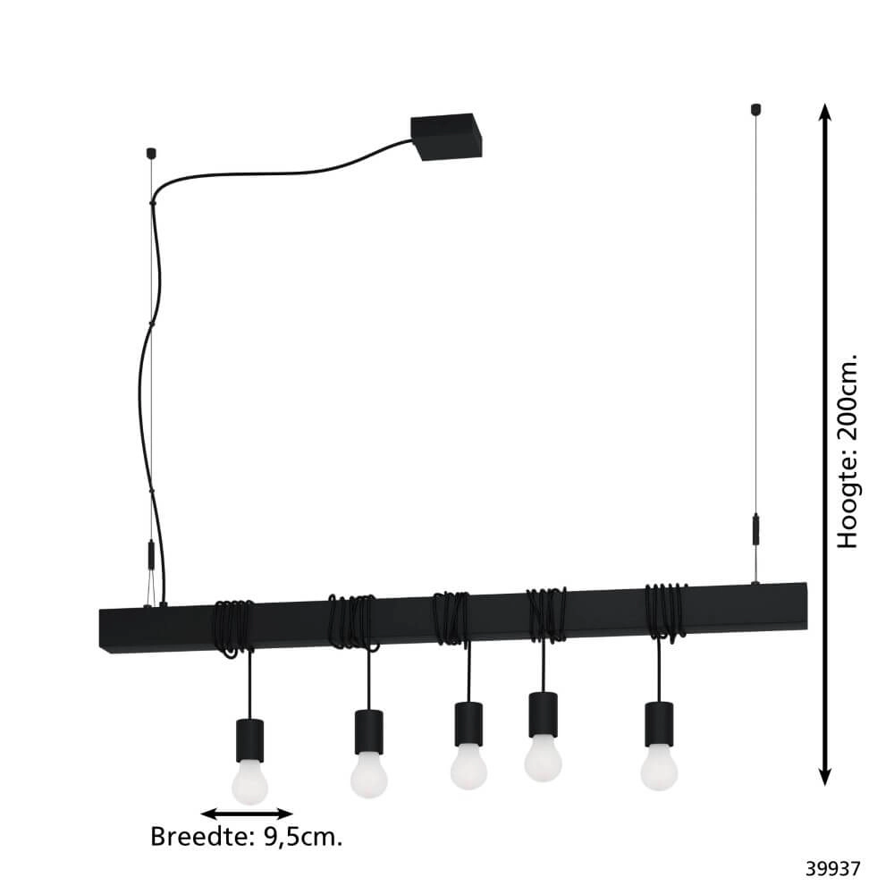 Lampe suspendue noire Townshend-B 5 lumières Stars of Light 9002759399375