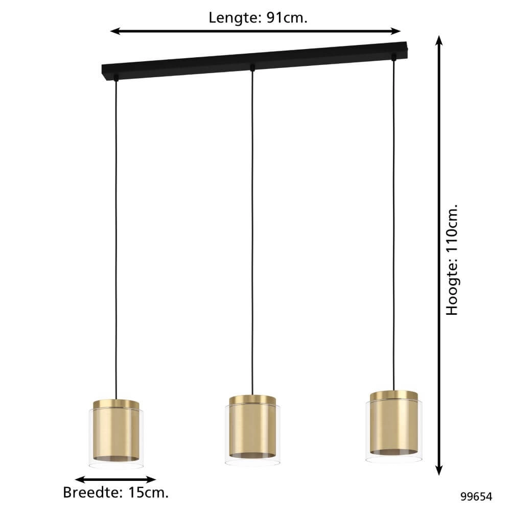Lampe de table à manger Lagunitas or avec verre Eglo 9002759996543