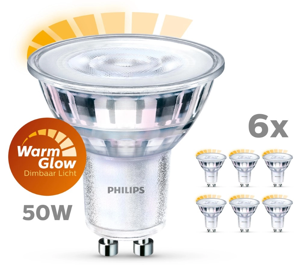 3.8W - GU10 - 2200-2700K - 350 lumen lot de 6 Philips 8718696721674