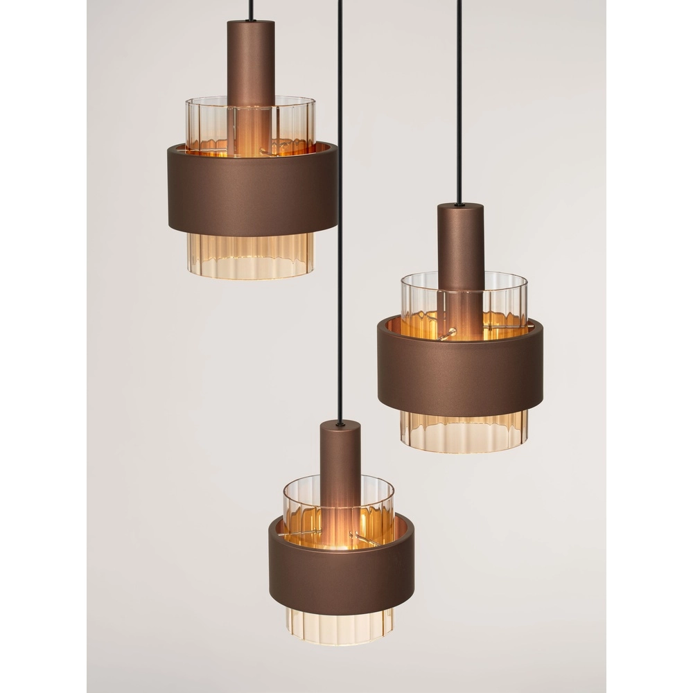 Lampe pendante moderne Serena 3 café brun clair Lyora 5212063501140