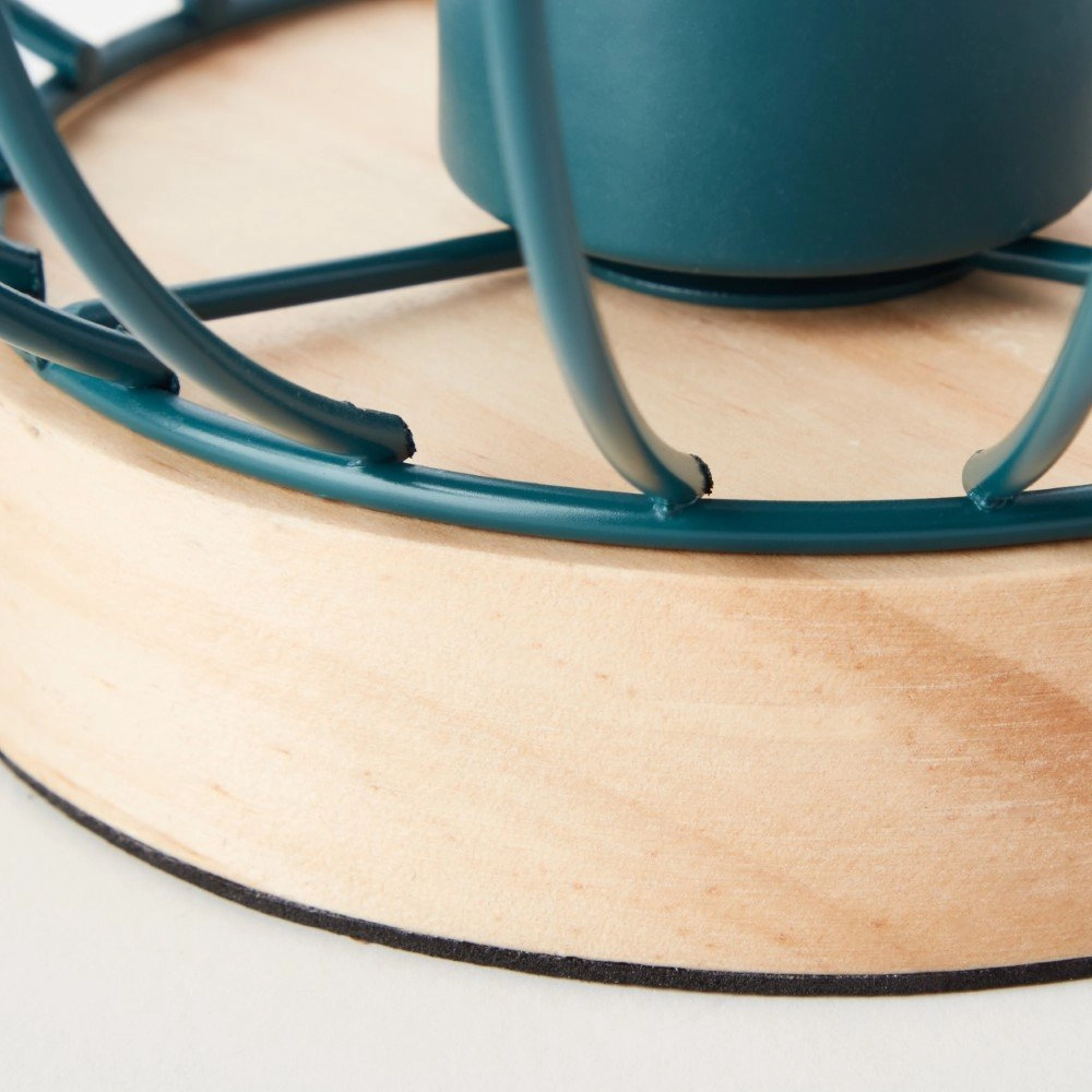Lampe de table Sorana turquoise avec du bois Brilliant 4004353378676
