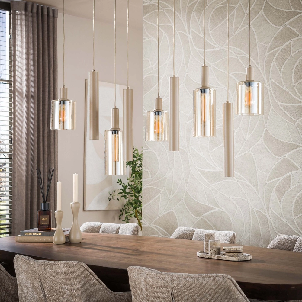 Lampe pendante de conception Sepiora Brun sable clair à 9 Lyora 8716803515307