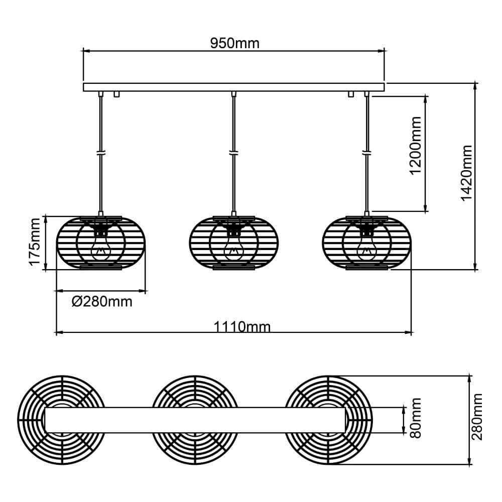 Lampe suspendue de table à manger en rotin Woodball Brilliant 4004353413797
