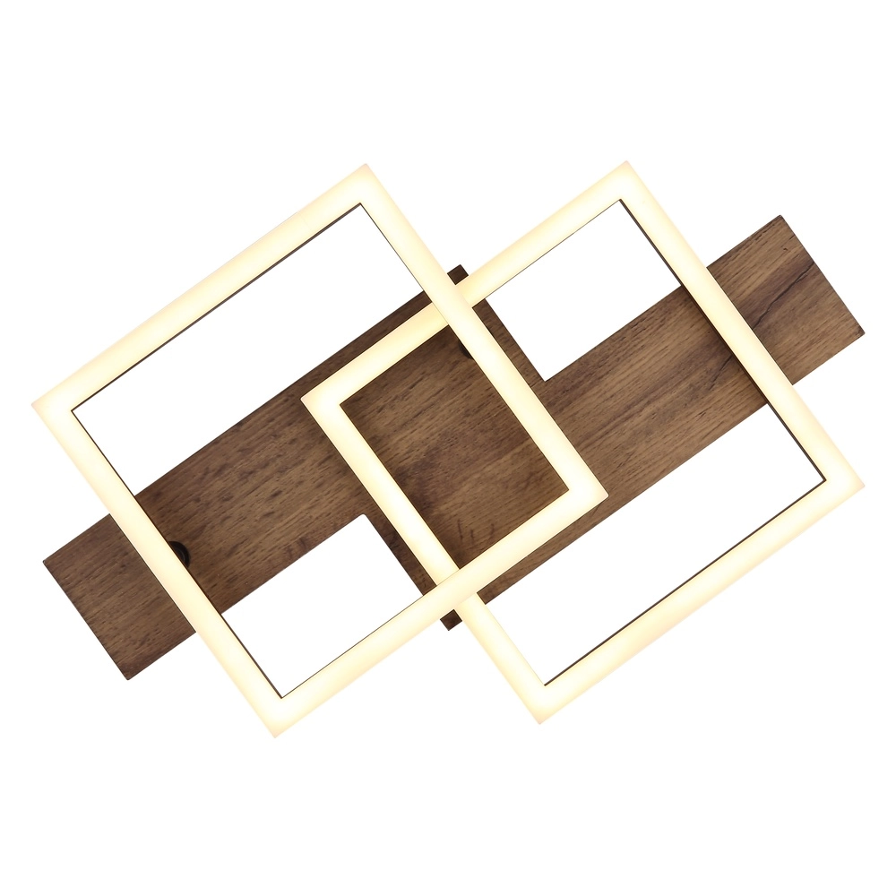 Lampe de plafond à design Jeffry noir avec bois 44 cm Globo 9007371507597