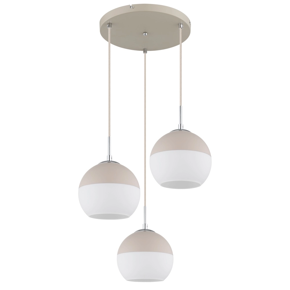 Suspension 3 lumières Ragusa rond sable brun Globo 9007371575787