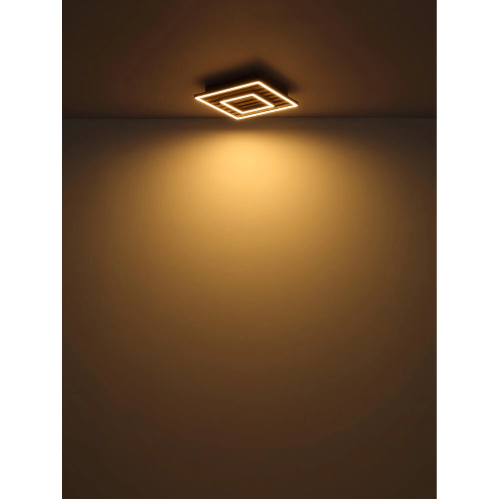 Plafonnier Woody noir avec rectangle de bois Globo 9007371513574