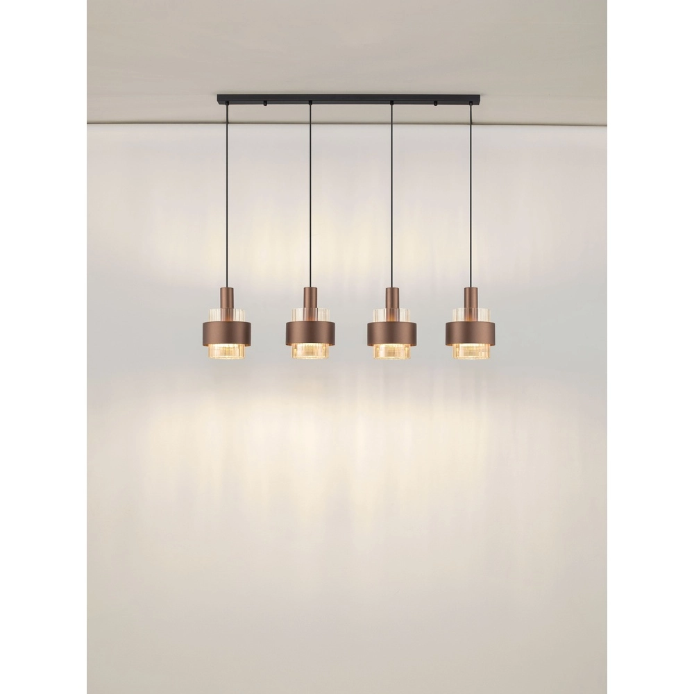 Lampe pendante moderne Serena Café marron 4 clairs Lyora 5212063501157