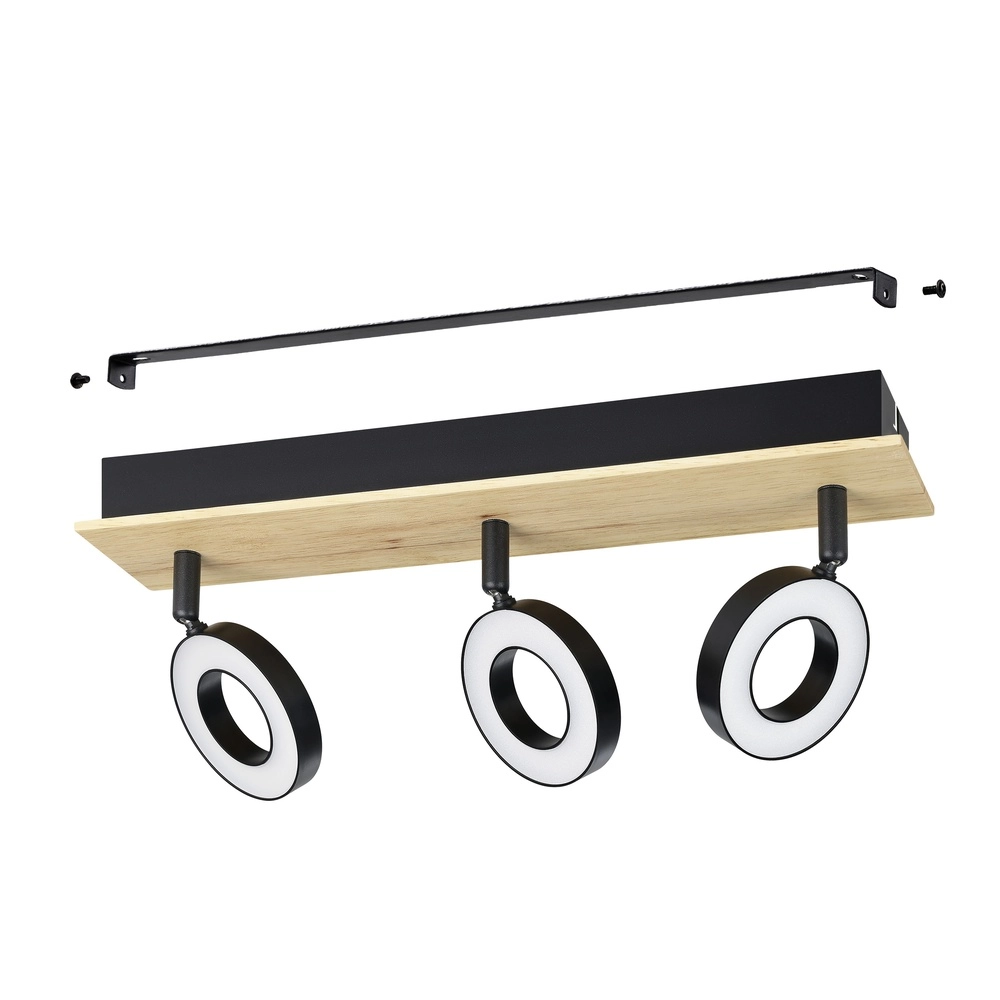 Lumière LED de plafond Rielves 3 lumières avec bois Eglo 9008606313723