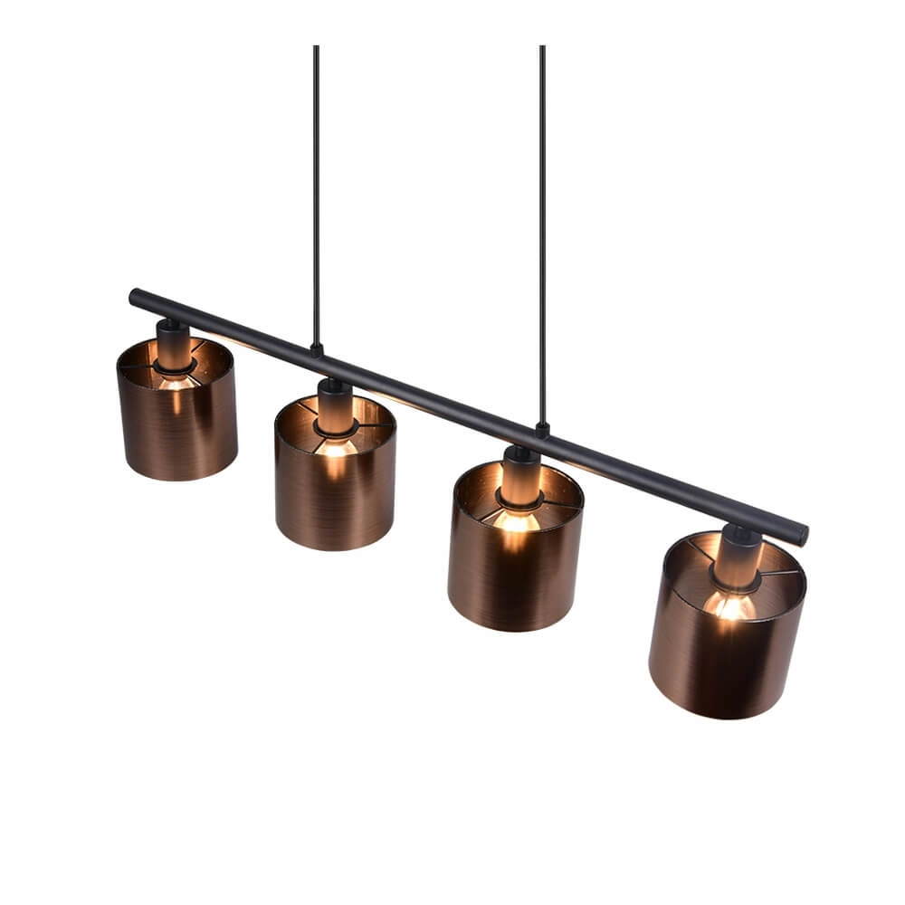 Suspension 4 lumières Jason noir avec bronze cuivré Trio 4017807641172