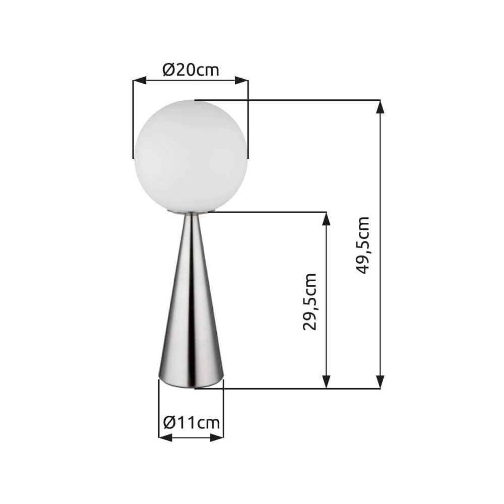 Lampe de table Pinpal nickel avec verre convexe blanc Globo 9007371450343