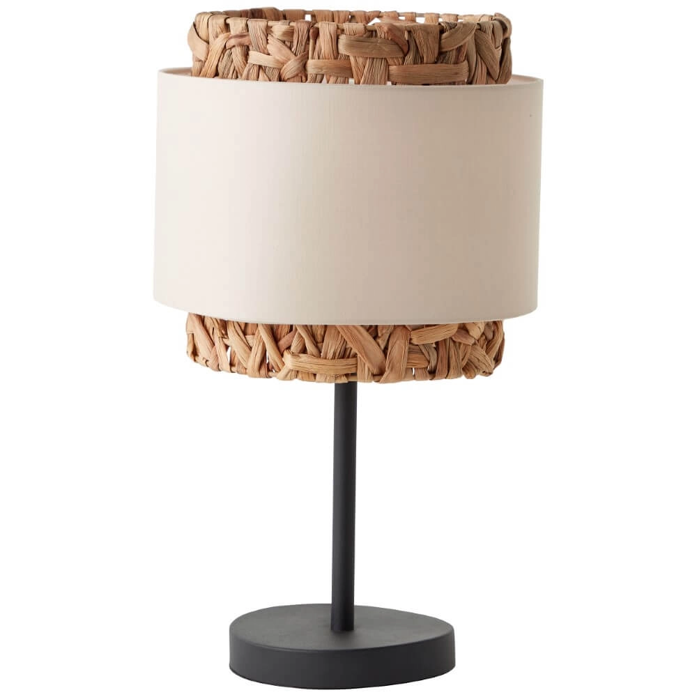 Lampe de table Waterlilly rotin avec tissu blanc Brilliant 4004353411953