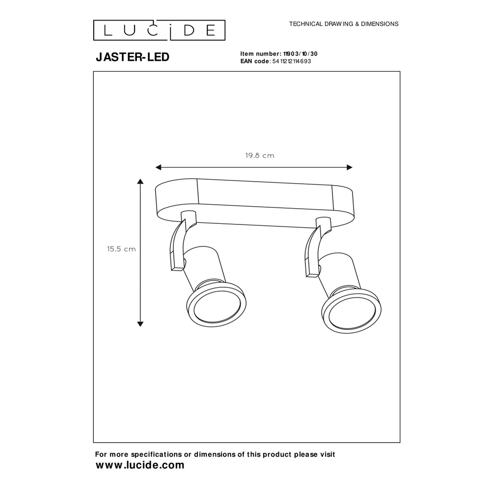 Lampe de plafond Jaster-Led 2-noir clair Lucide 5411212114693
