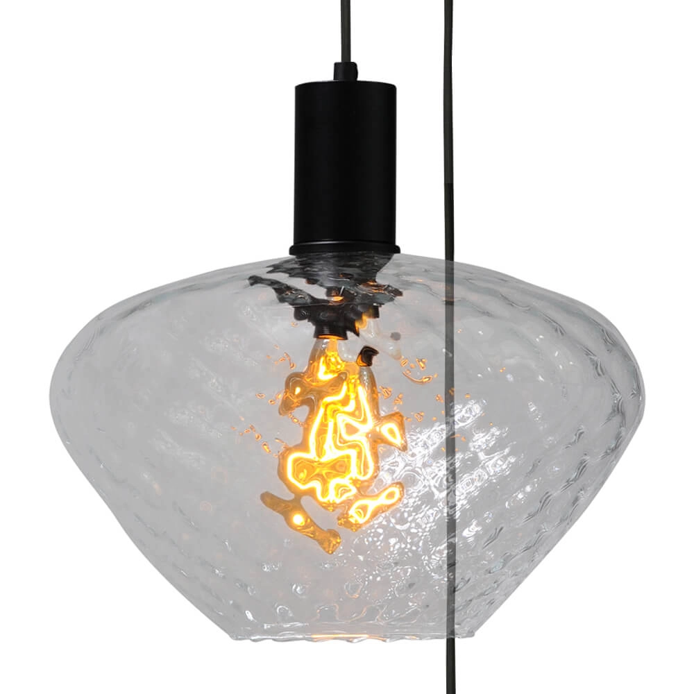 Suspension loft 3 lumières - noire - Porto avec verres transparents Blossom Masterlight 8718121270784