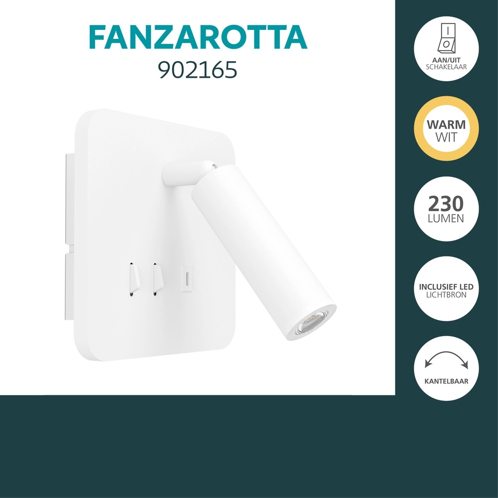 Lampe de chevet Fanzarotta Carré blanc Eglo 9008606356850
