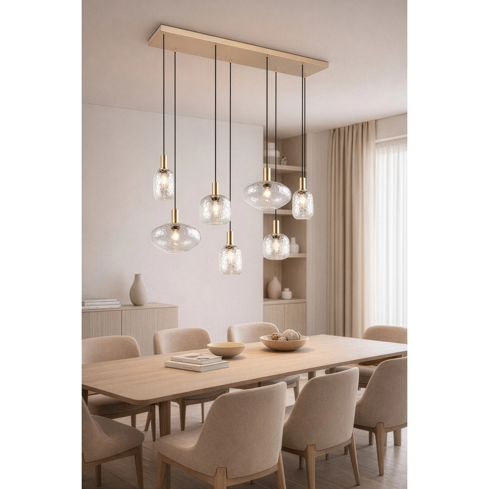 Lampe suspendue à 6 lampes Emelie Or avec verre fumé Trio 4017807702576