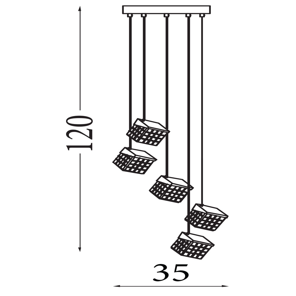 Suspension design Cuboid Or 5 pâles Searchlight 5053423302164