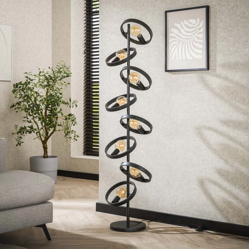 Lampe sur pied Rings Hover 160 cm - 8x E27 - fusain Lyora 8716803513327