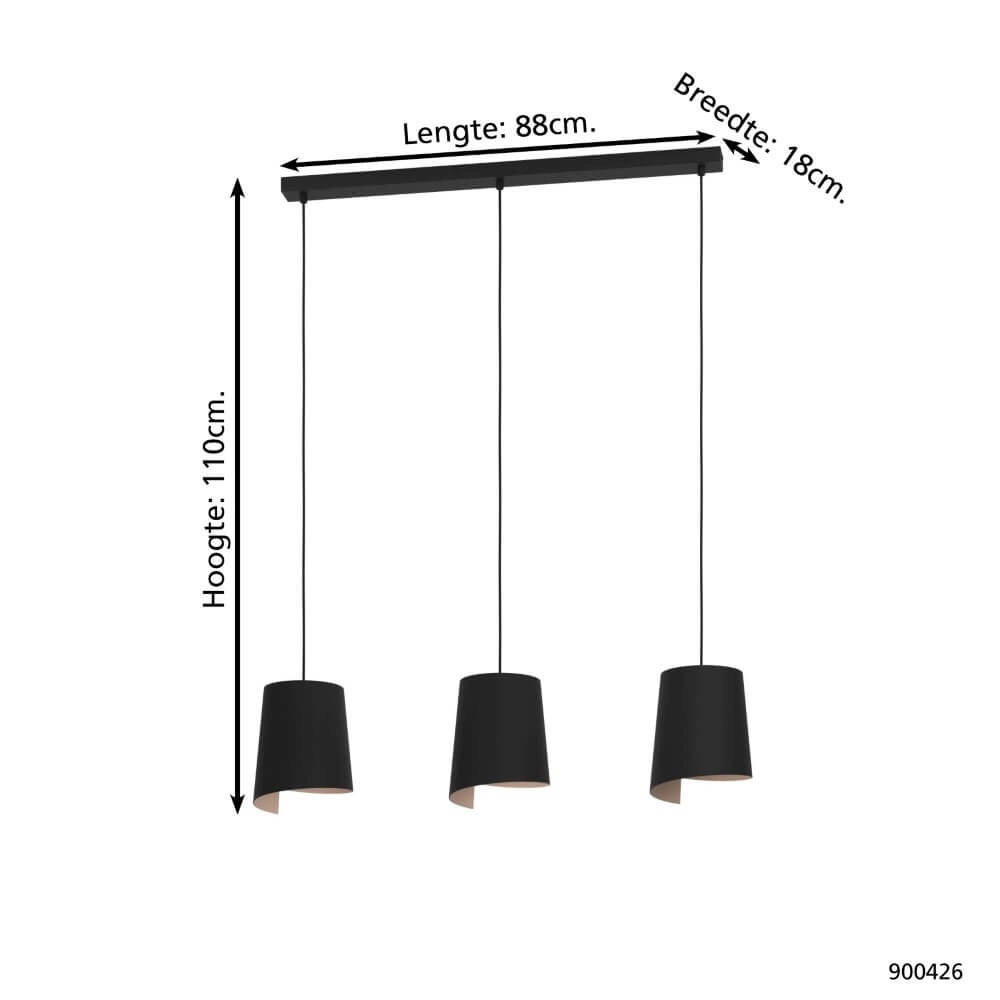 Lampe suspendue pour table à manger Bolivia 3 lumières Eglo 9008606243860