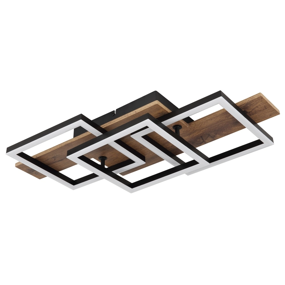 Lampe de plafond à design Jeffry noir avec bois 58 cm Globo 9007371510597