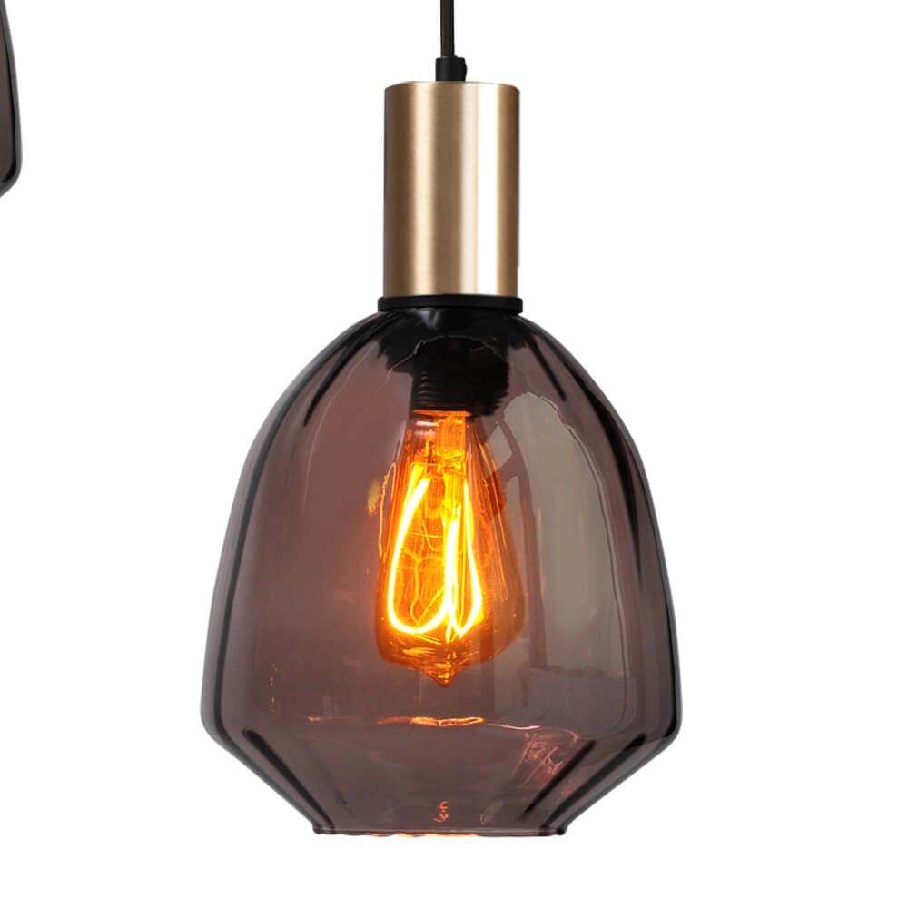 Suspension loft 3 lumières - or - Porto avec des lunettes rouges Nicolette Masterlight 8718121270913