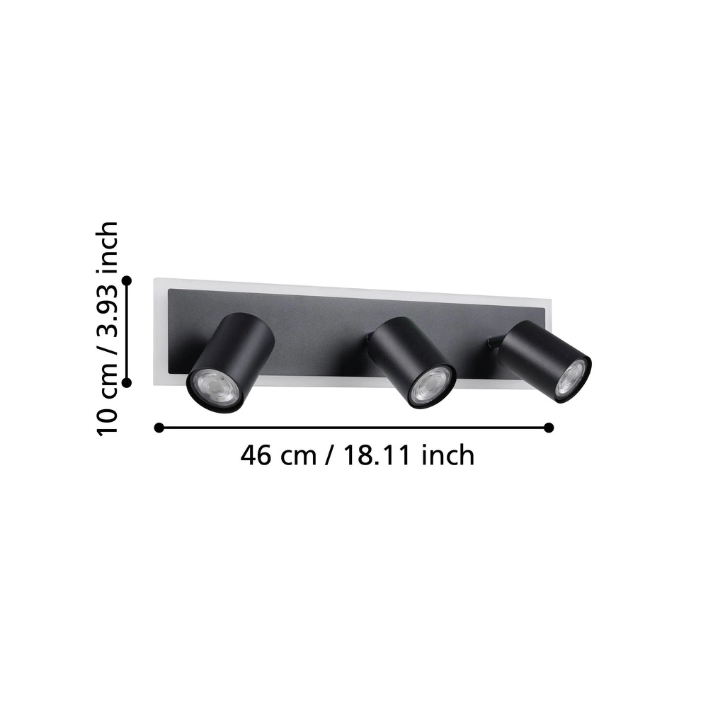 Spot LED au plafond Rimbocchi 1 3L - noir - orientable Eglo 9008606316564
