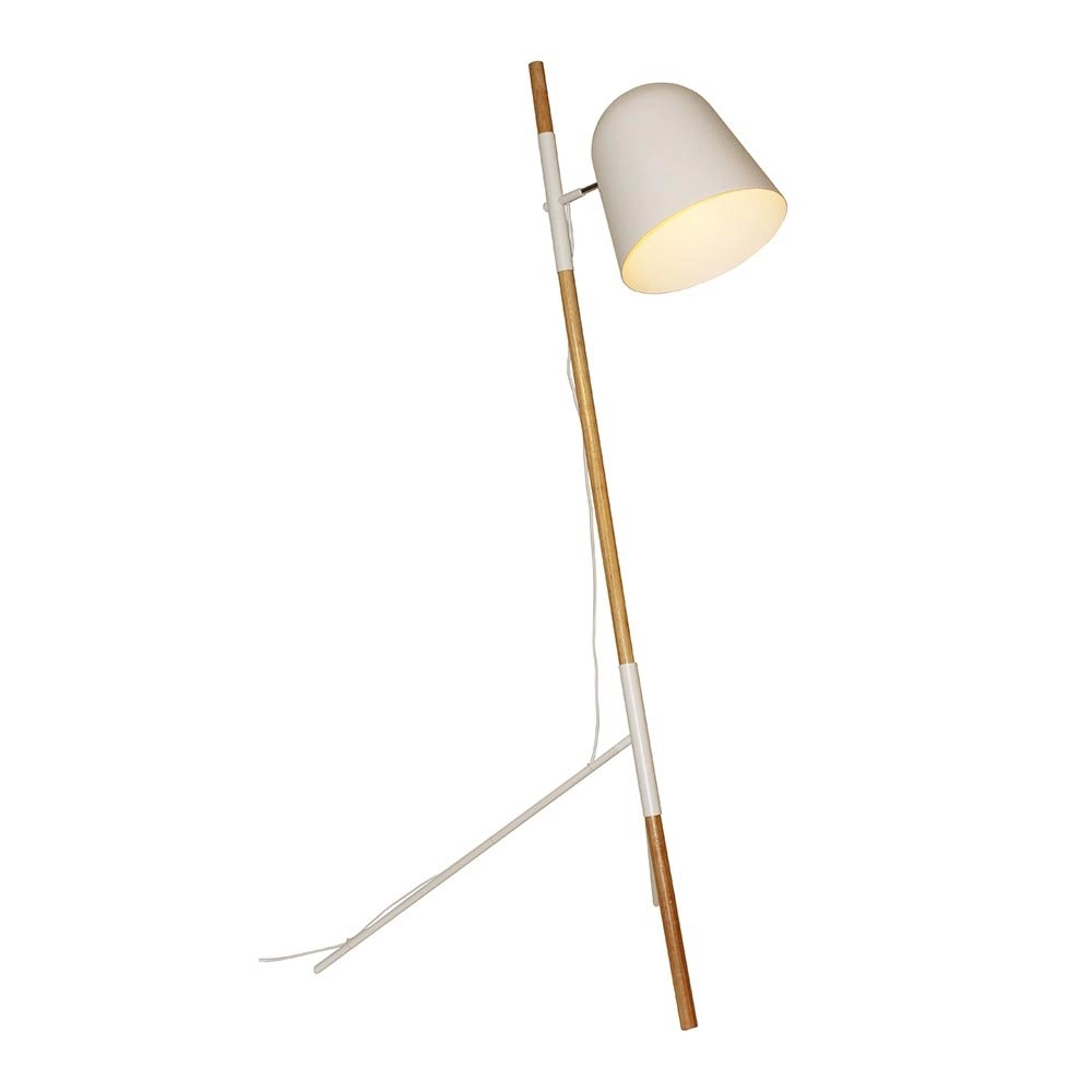 Lampadaire élégant Sensa Trépied blanc avec bois Lampadaire élégant Sensa Trépied blanc avec bois