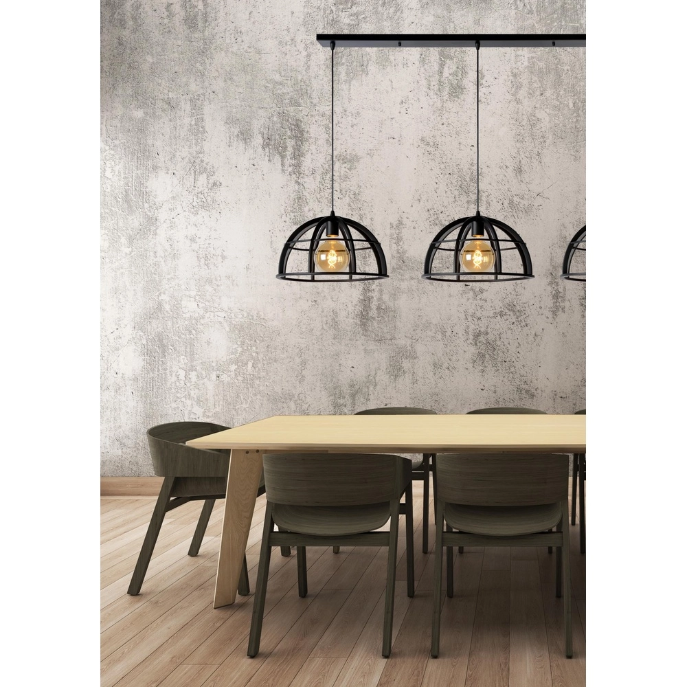 Lampe pendante à 3 lampes Dikra Industrial Black Lucide 5411212761026
