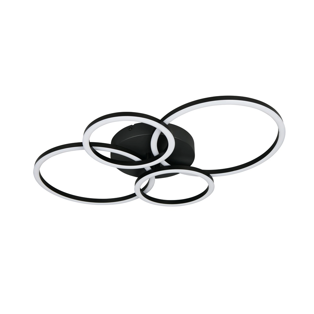 Lampe de plafond moderne Quilo Noir rond Trio 4017807704242